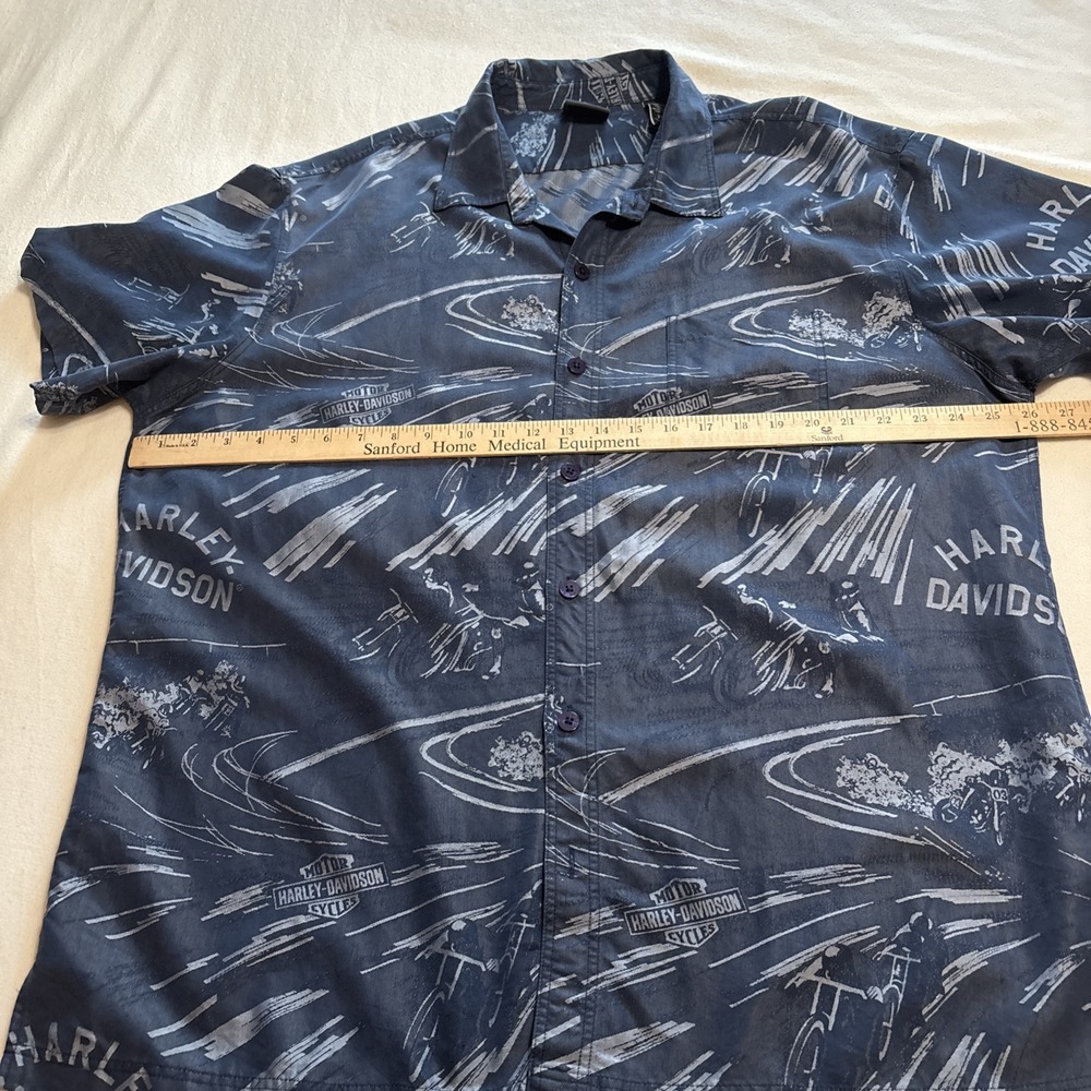 Harley-Davidson Shirt‎ Mens 2XL Short Sleeve Button-Up All Over Print Rayon - Picture 3 of 8